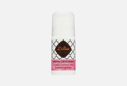 ZEITUN Deodorant “Damask Rose” Mineral Roll-On with Colloidal Silver,