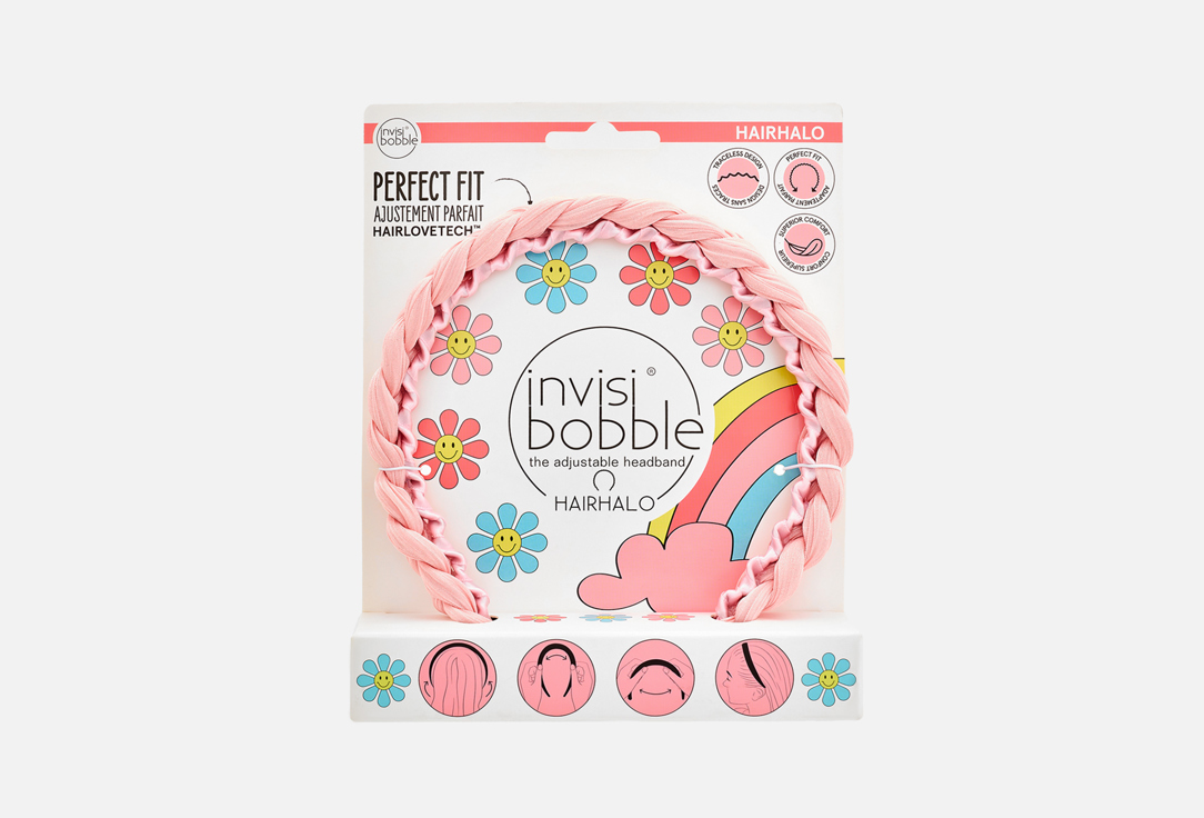 Invisibobble Hairhalo Headband, Retro Dreamin Eat, Pink, and Be Merry