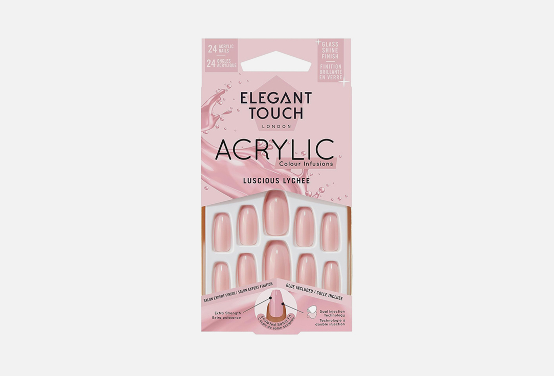 ELEGANT TOUCH Colour Acrylic False Nails in Luscious Lychee 24pcs