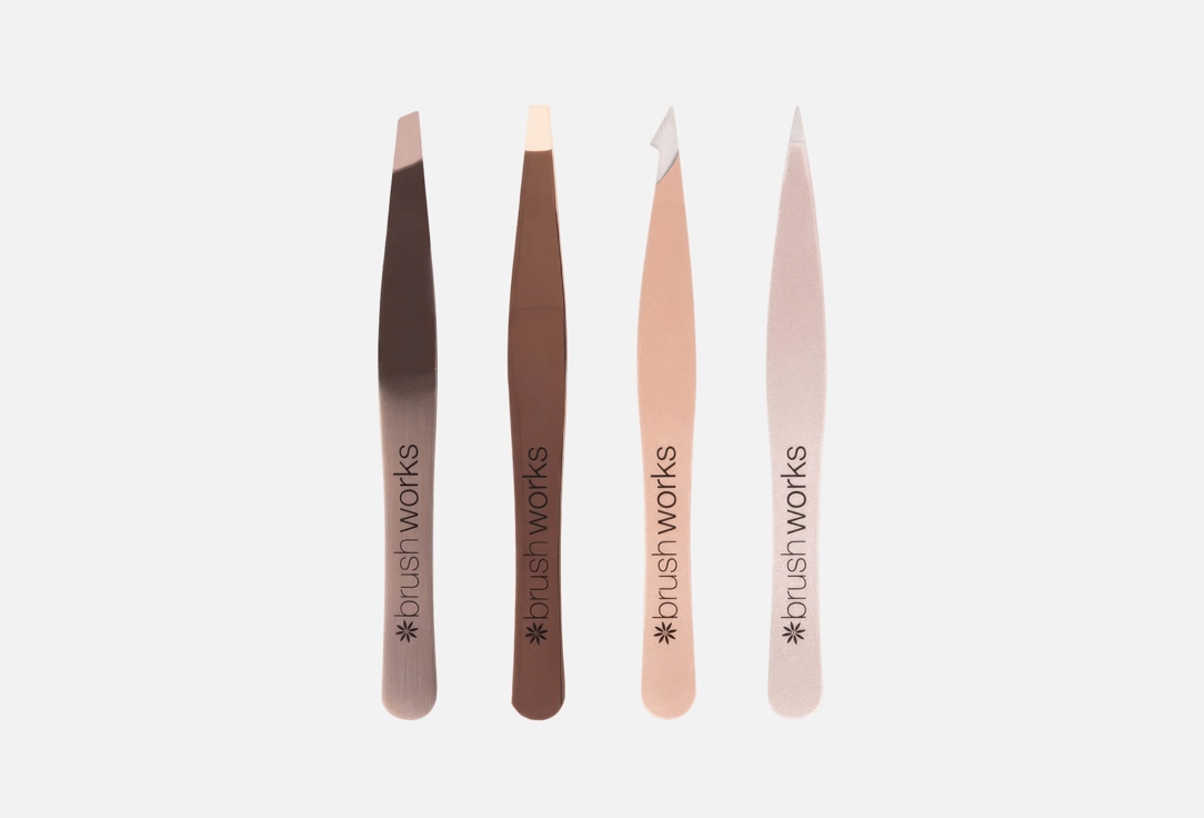 BRUSHWORKS HD Combination Tweezer Set Gold 4ea