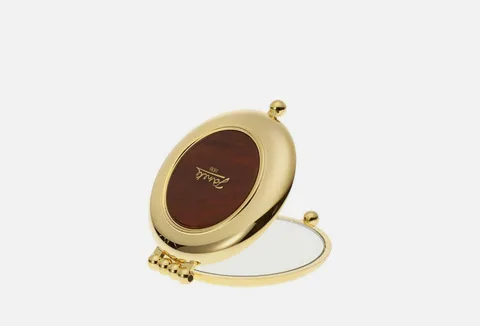 Janeke TARTOISE-SHELL COLOUR AND GOLD HANDBAG DOUBLE MIRROR