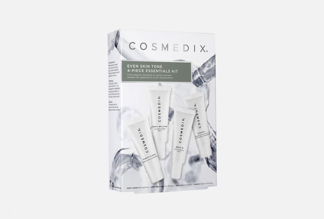Cosmedix Even Skin Tone Kit Purity Clean, Simply Brilliant, Serum 16, Hydrate+ 4 pcs