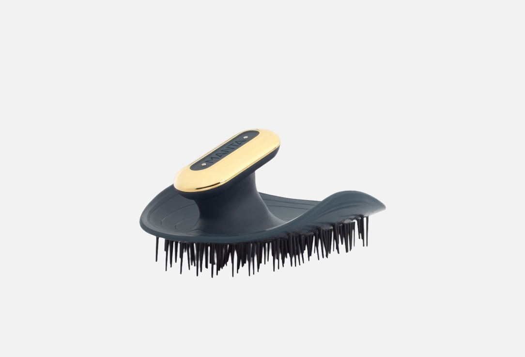 Manta Hair brushPulse Deep Ocean Blue / Gold with Shower Holder