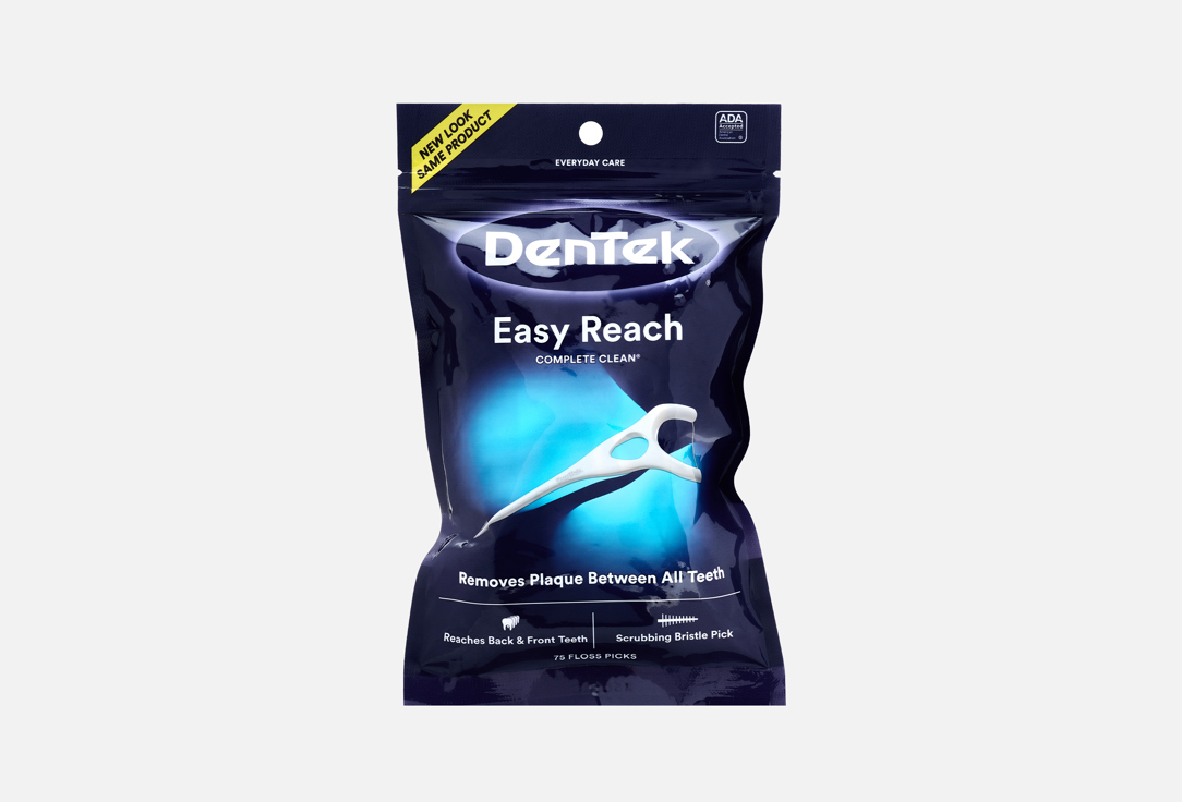 DENTEK Complete Clean Easy Reach Floss Picks with No Break & No Shred Floss 75 pcs