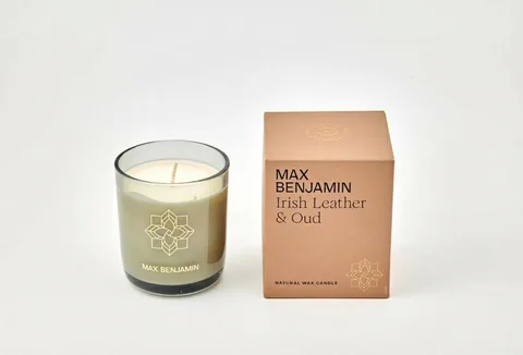 MAX BENJAMIN IRELAND Irish Leather & Oud Candle with Lid