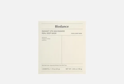 BIODANCE Radiant Vita Niacinamide Real Deep Mask 4pcs