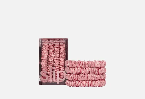 SLIP skinny scrunchies - set of 4 - rose
