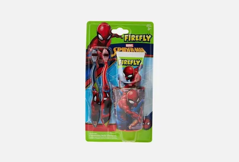 Firefly Marvel Spider-Man - 2 Toothbrushes, Beaker & Toothpaste New