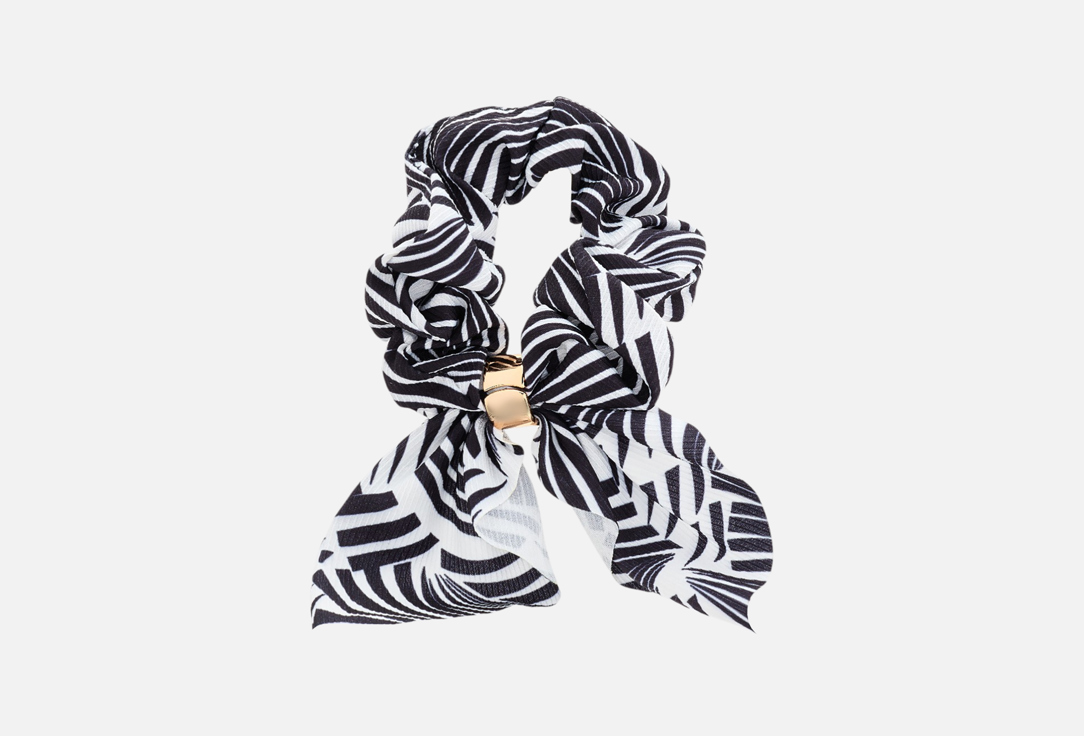 Killys Scrunchie Black & White with Gold Adornt