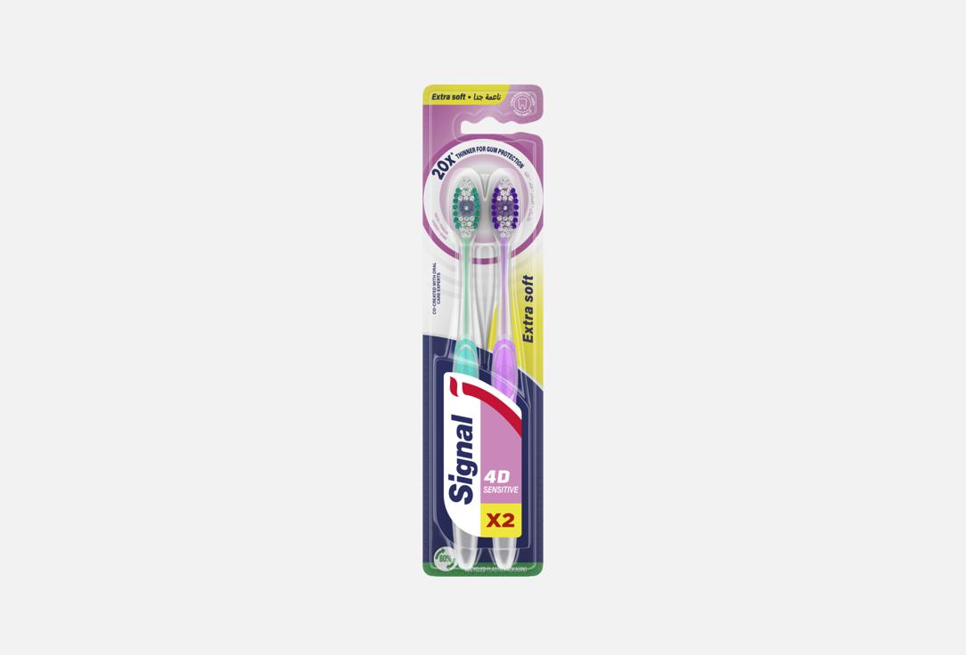 Signal 4D Medium Toothbrush, White, 2pcs