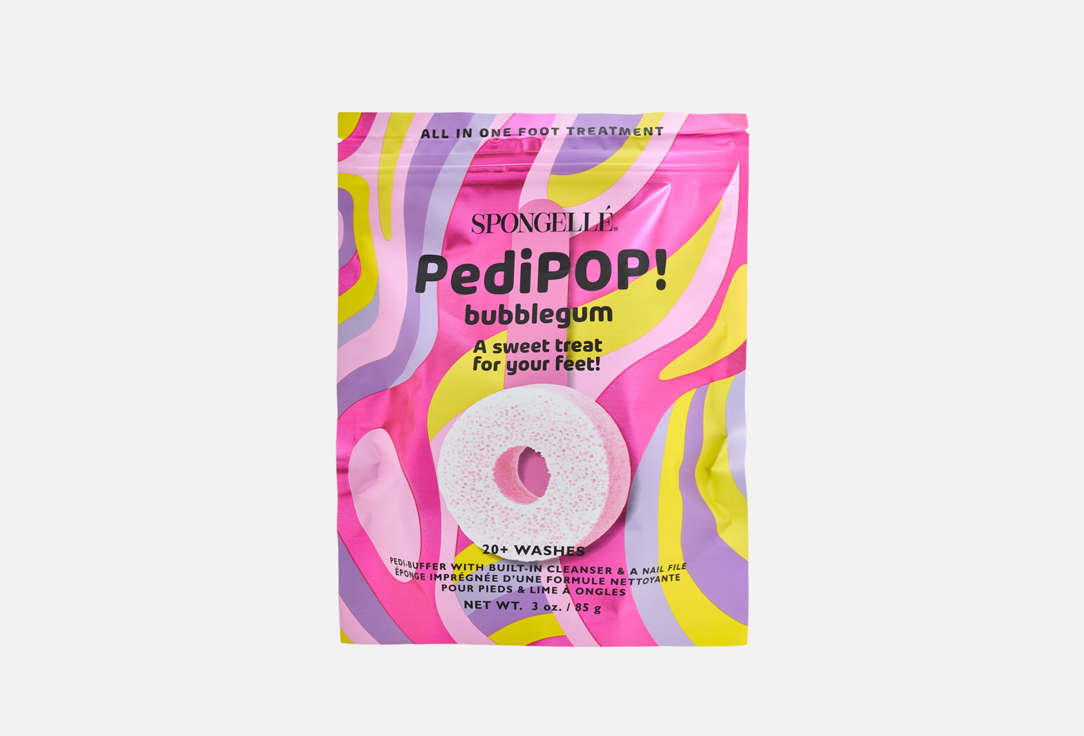 Spongelle Pedi Pop Bubblegum Foot Buffer & Nail File 85 g (20+ Uses)