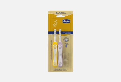 Combo Toothbrushes Lilac Mustard 6-36m